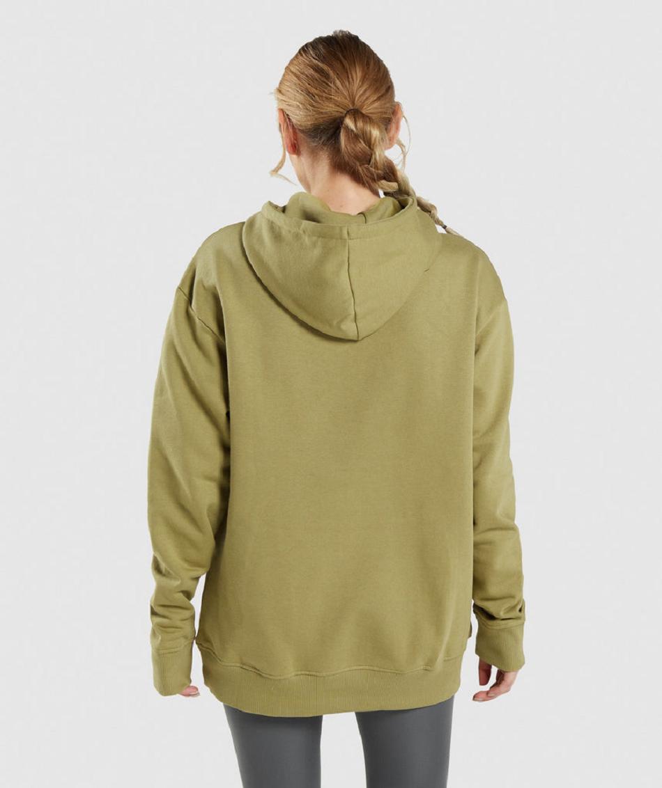 Sudadera Con Capucha Gymshark Entrenamiento Oversized Mujer Verde | CO 2035JPQ